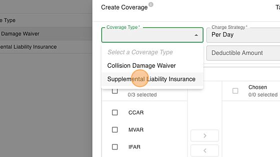 Screenshot of: Select the coverage type from the dropdown.
