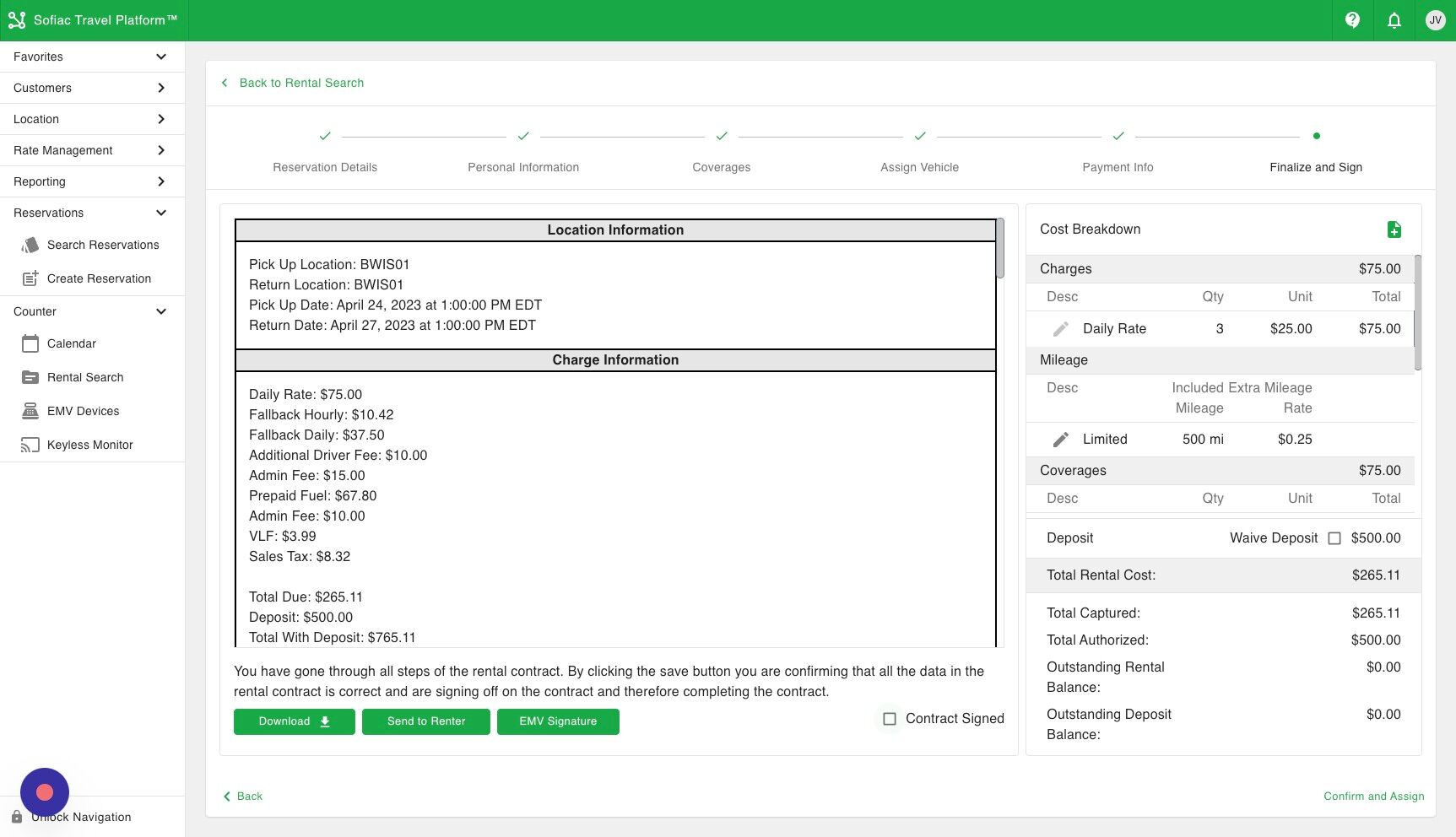 Screenshot of: After downloading the contract you can check the box that the contract has been signed.