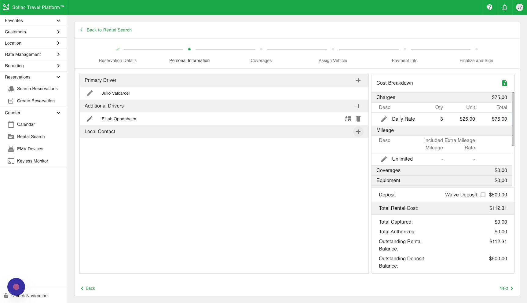 Screenshot of: If you need to collect local contact information, add a Local Contact by clicking the add button.
