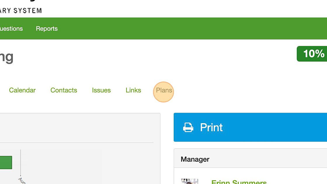 Screenshot of: Once your project is open, navigate to the "Plans" tab.