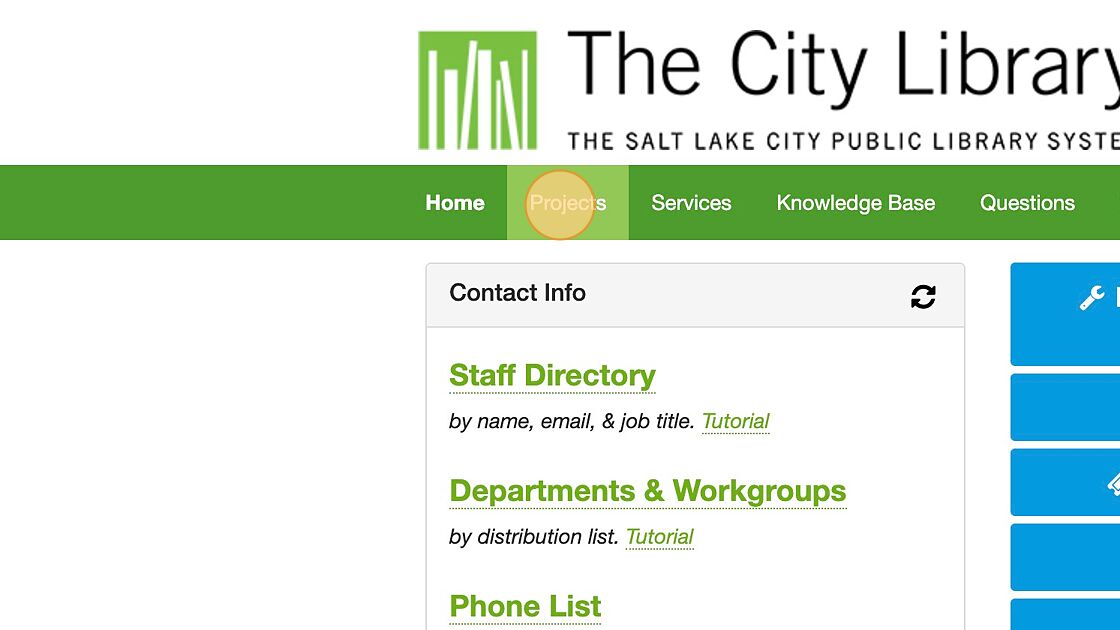 Screenshot of: Click "Projects".