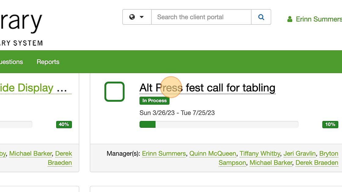 Screenshot of: Find one of your projects and click on the title of the project to open it.