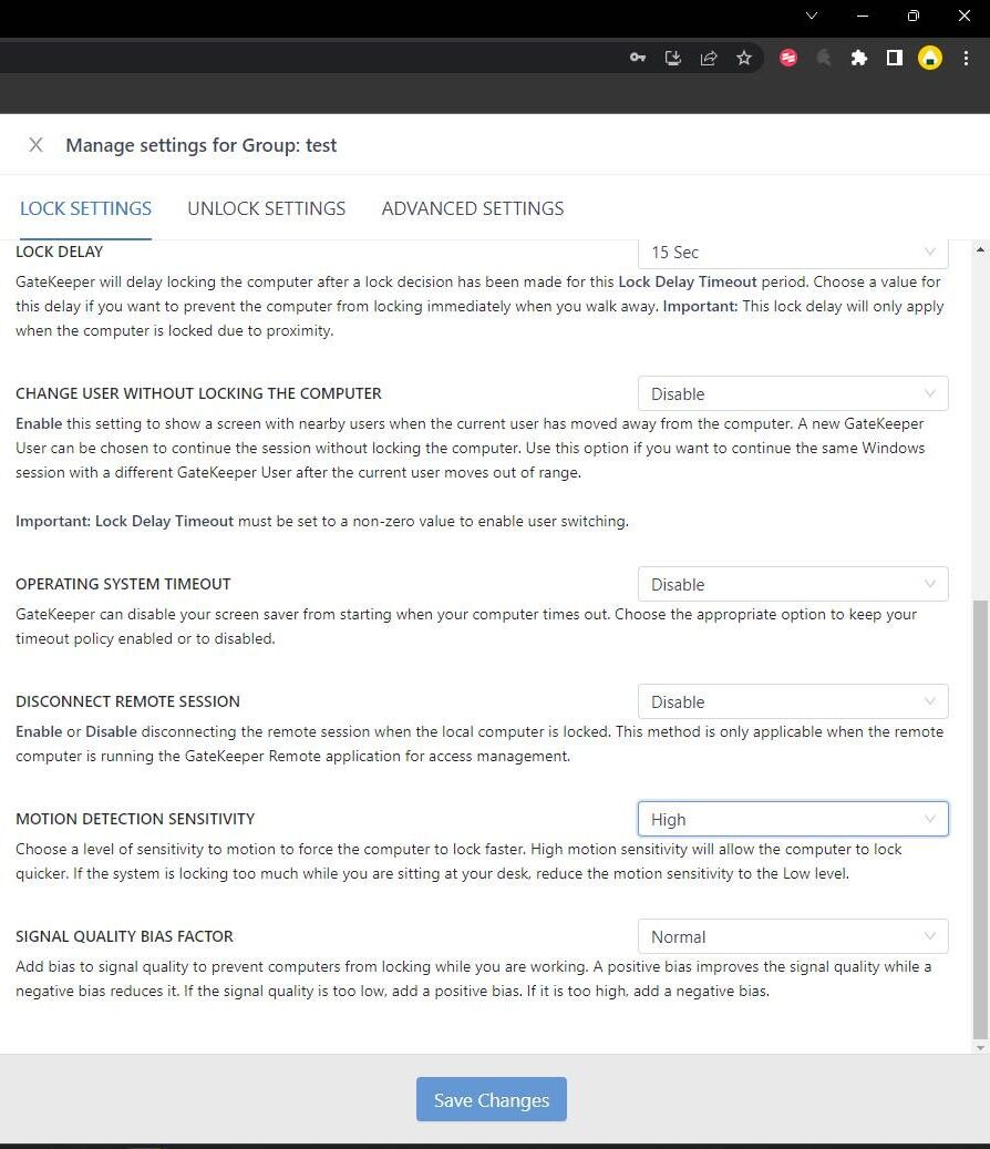 Screenshot of: Click "Save Changes"