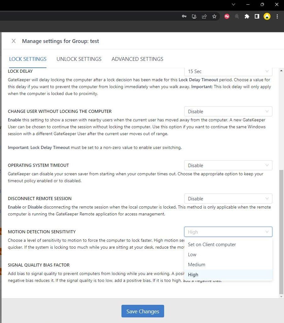 Screenshot of: Click and set your sensitivity