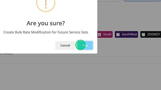 Screenshot of: Submit for existing services sets if needed and select "Yes" to apply to new service sets. 