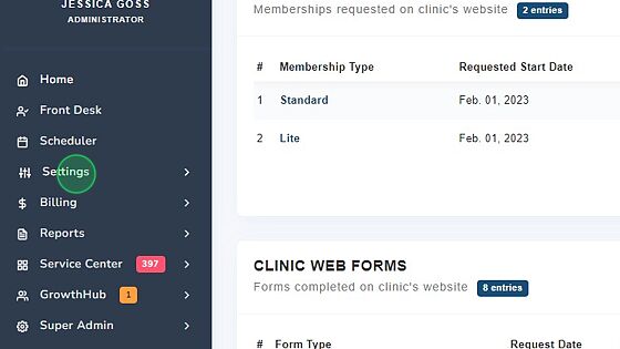 Screenshot of: Click "Settings"
