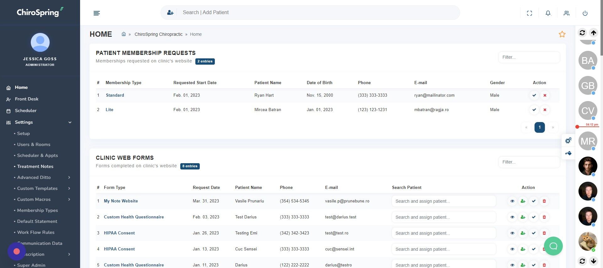 Screenshot of: Click "Treatment Notes"