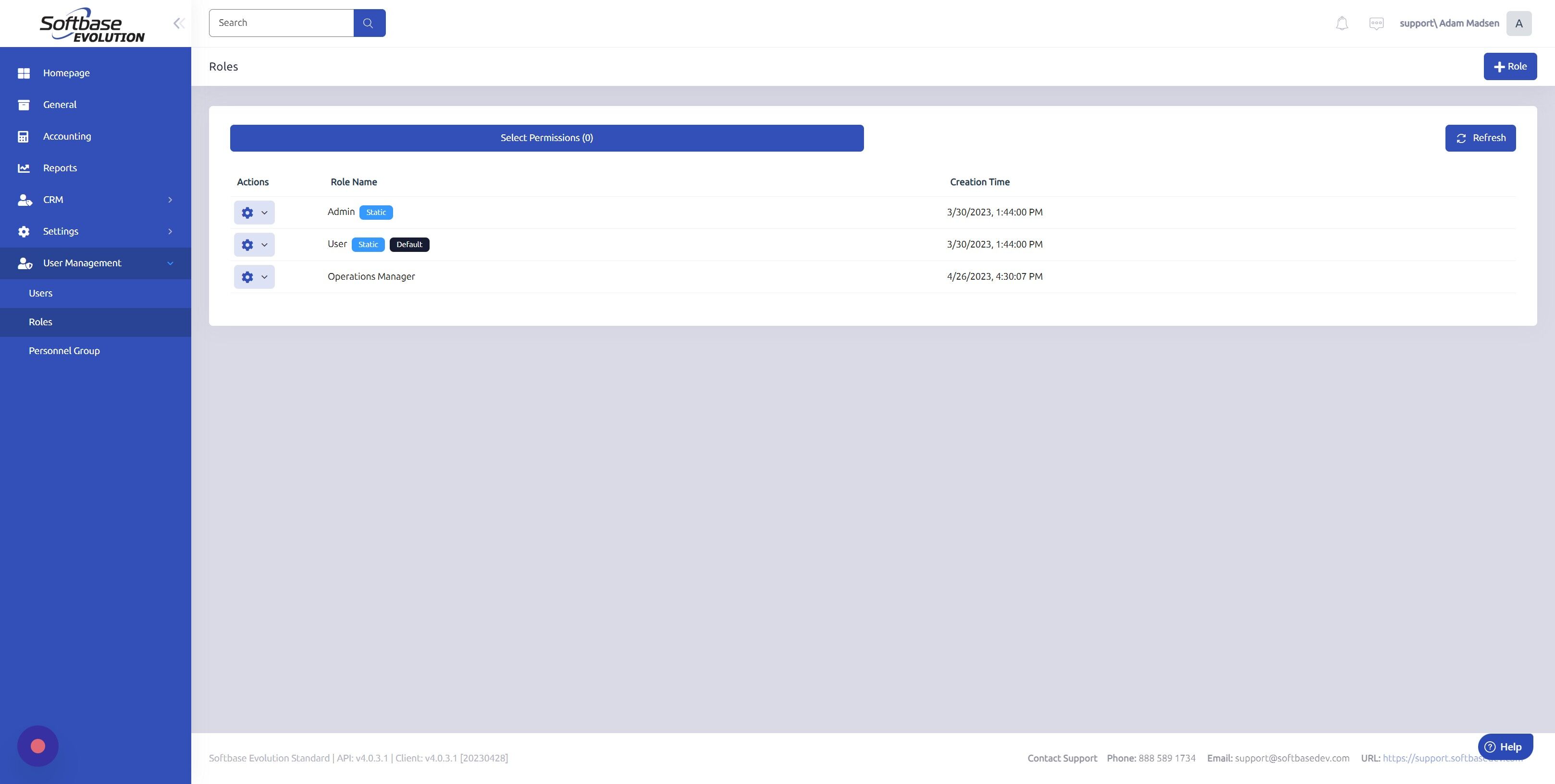 Screenshot of: Click "Role"