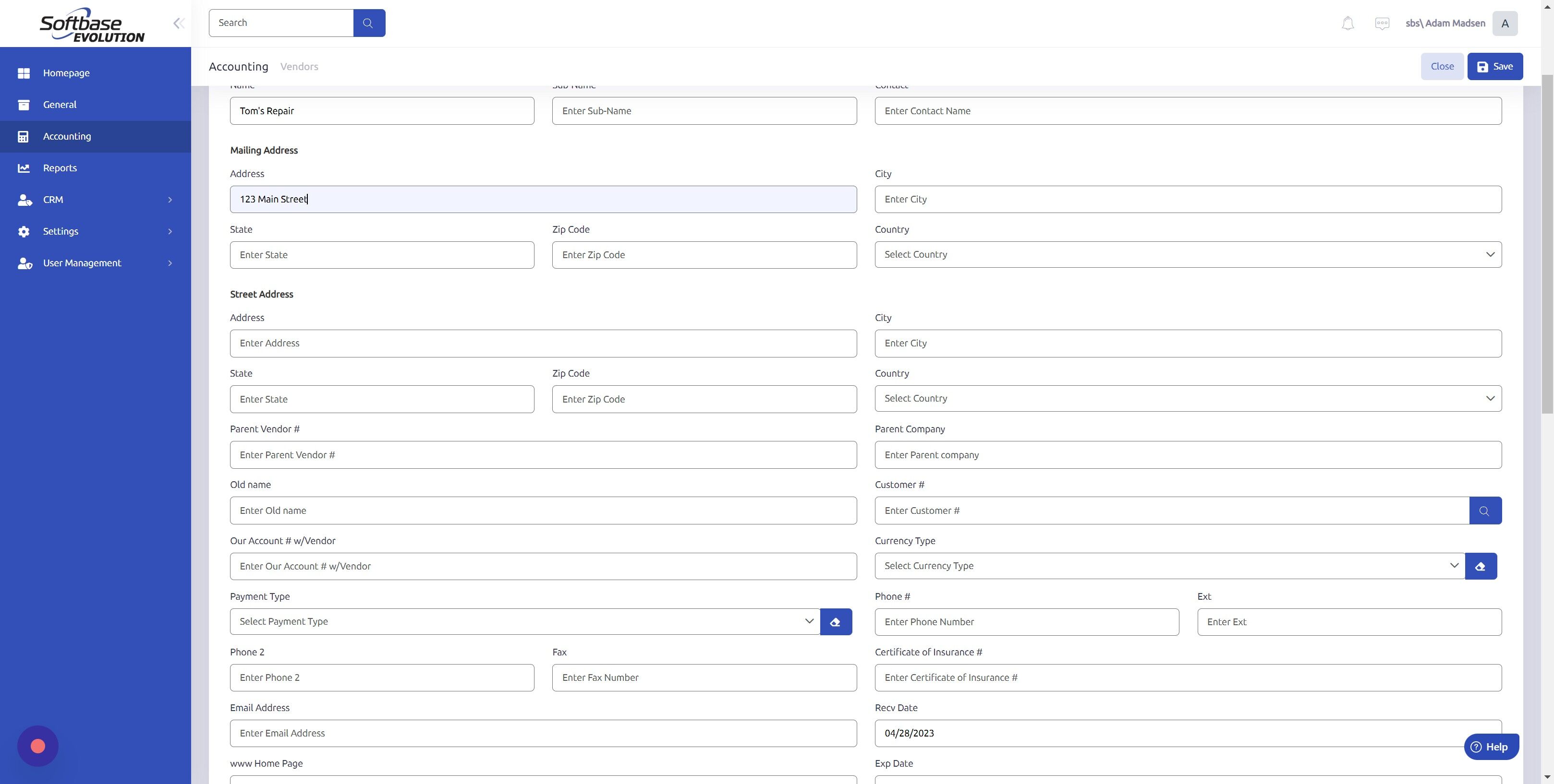 Screenshot of: Click the "State" field.