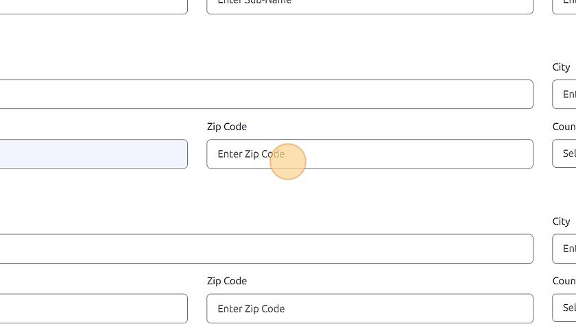 Screenshot of: Click the "Zip Code" field.