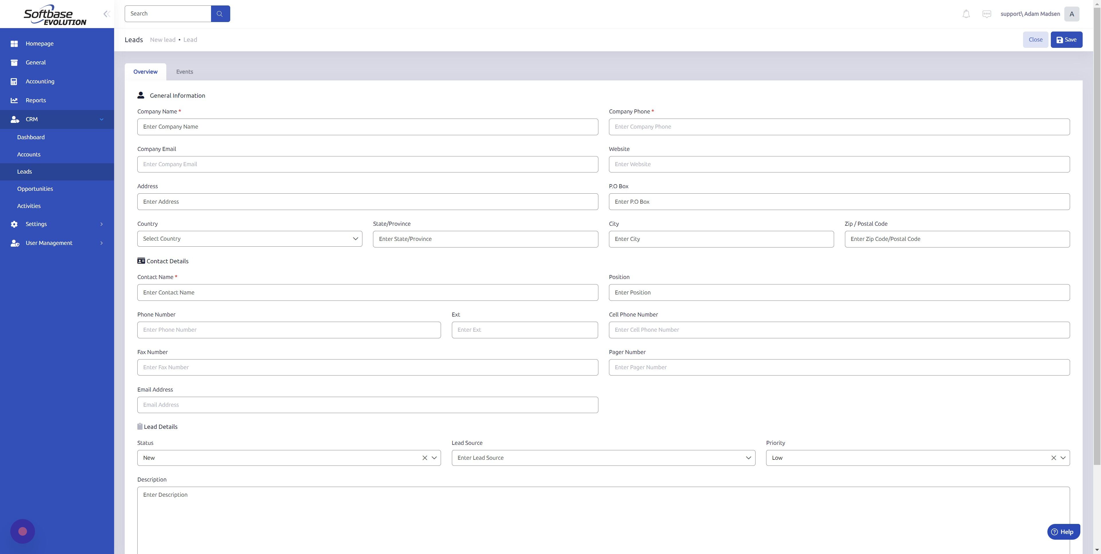 Screenshot of: Enter in your information click "Save".