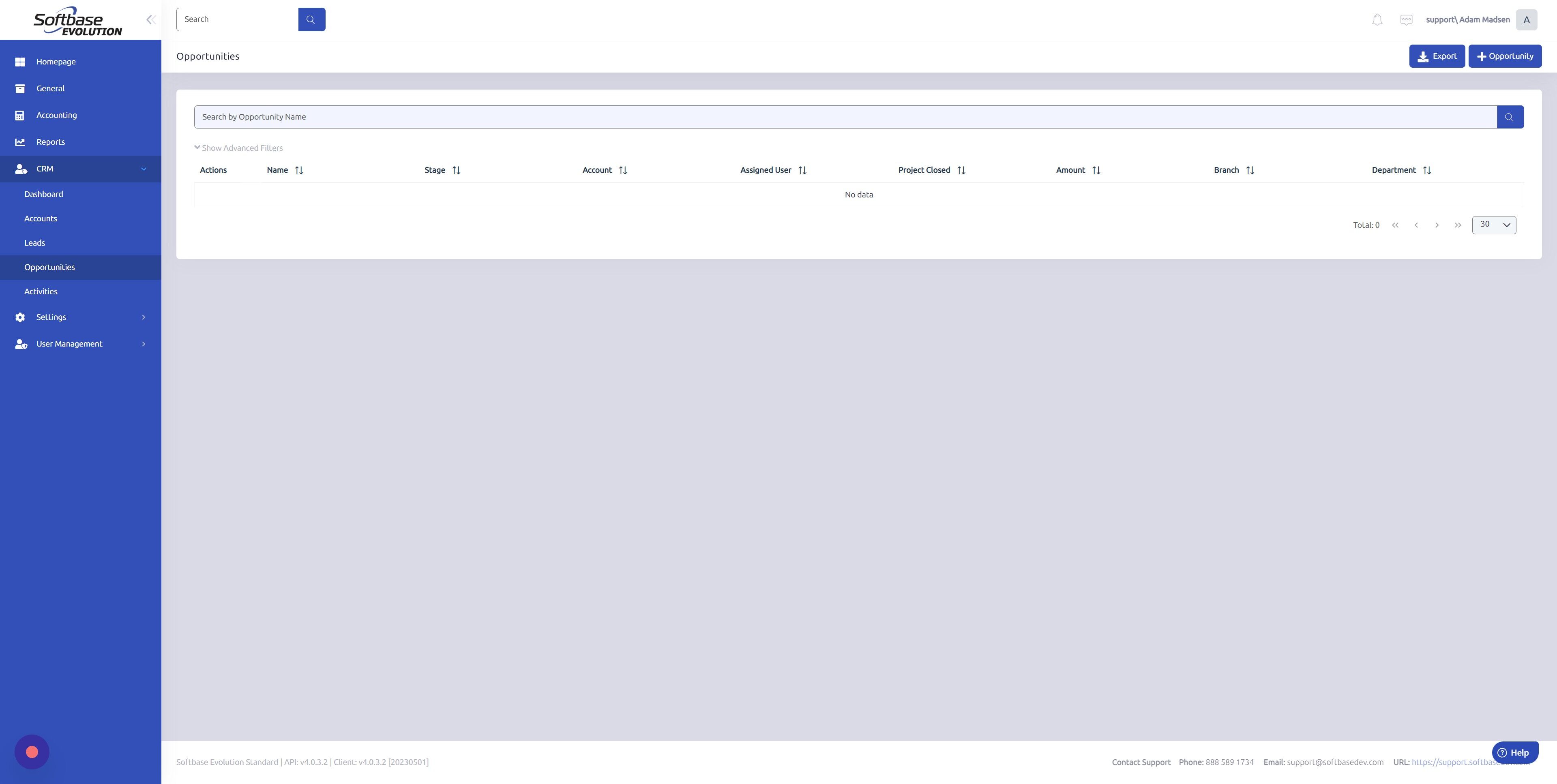 Screenshot of: Click "Opportunity"