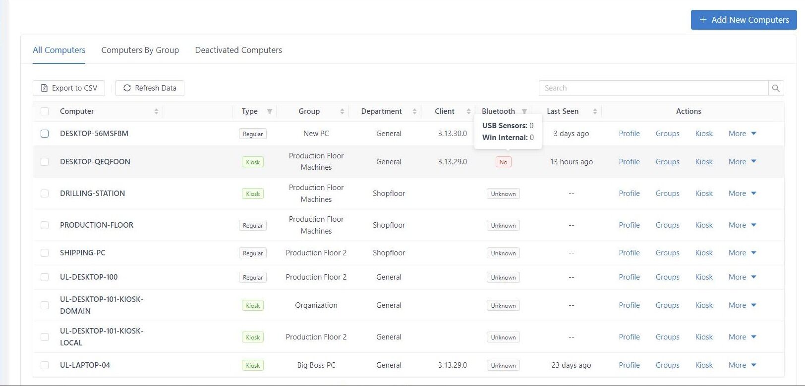 Screenshot of: Here is an example of "No" status.