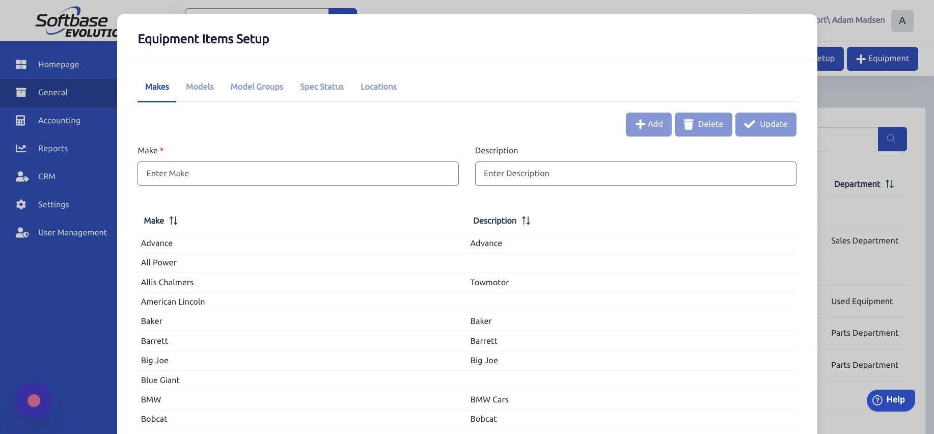 Screenshot of: Models