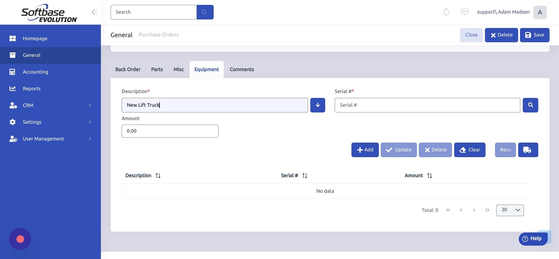 Screenshot of: Click the "Serial #" field.