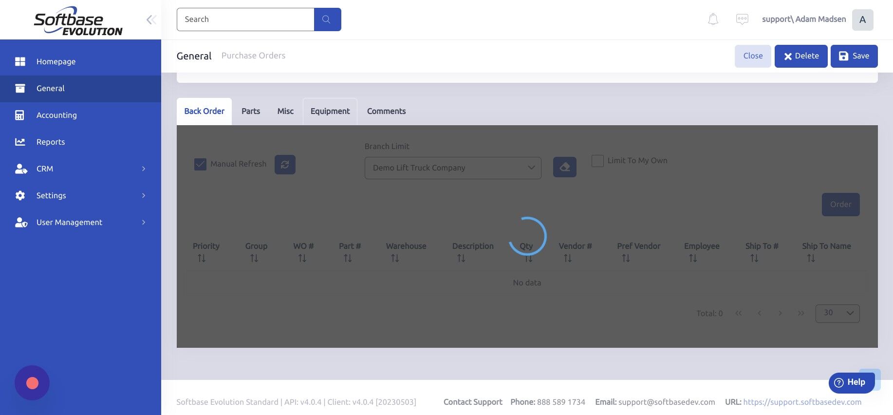 Screenshot of: Click "Equipment"