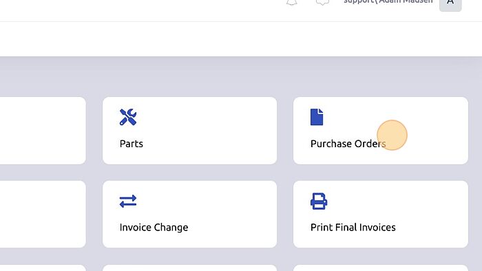 Screenshot of: Click "Purchase Orders"