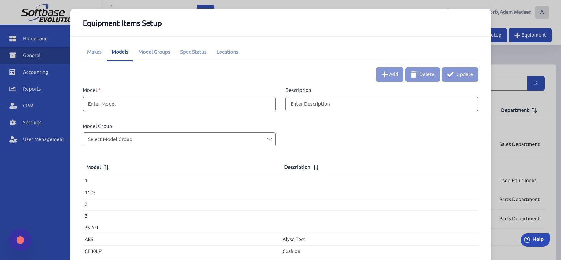 Screenshot of: Model Groups