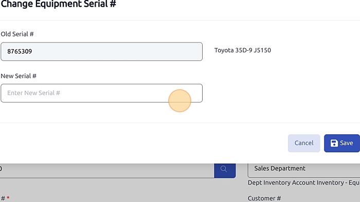 Screenshot of: Enter your new serial number in the "New Serial #" field.
