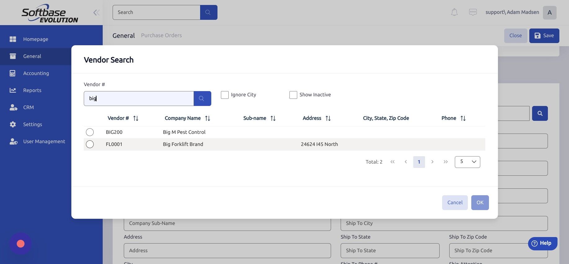 Screenshot of: Click your vendor.