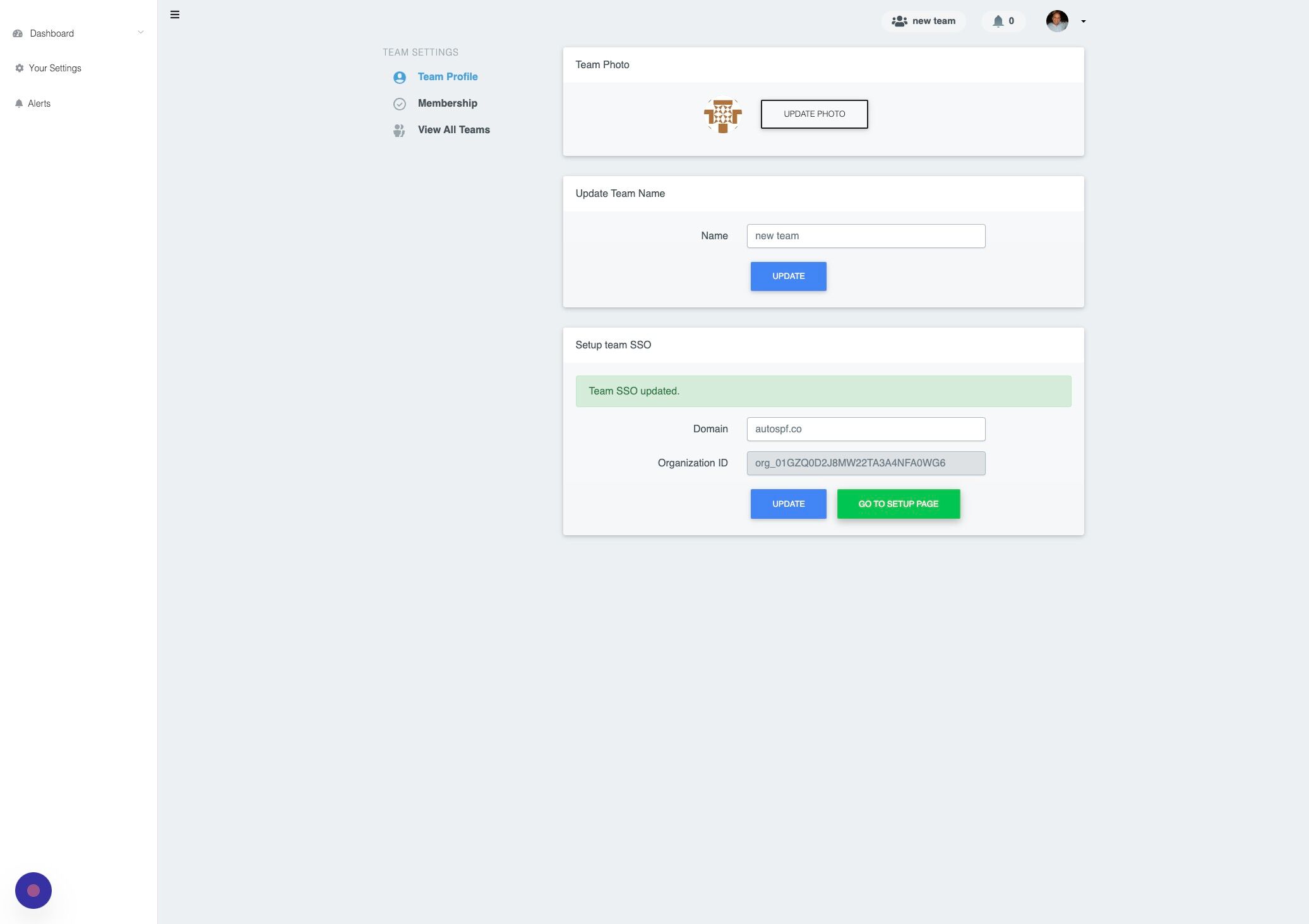Screenshot of: Click "GO TO SETUP PAGE"