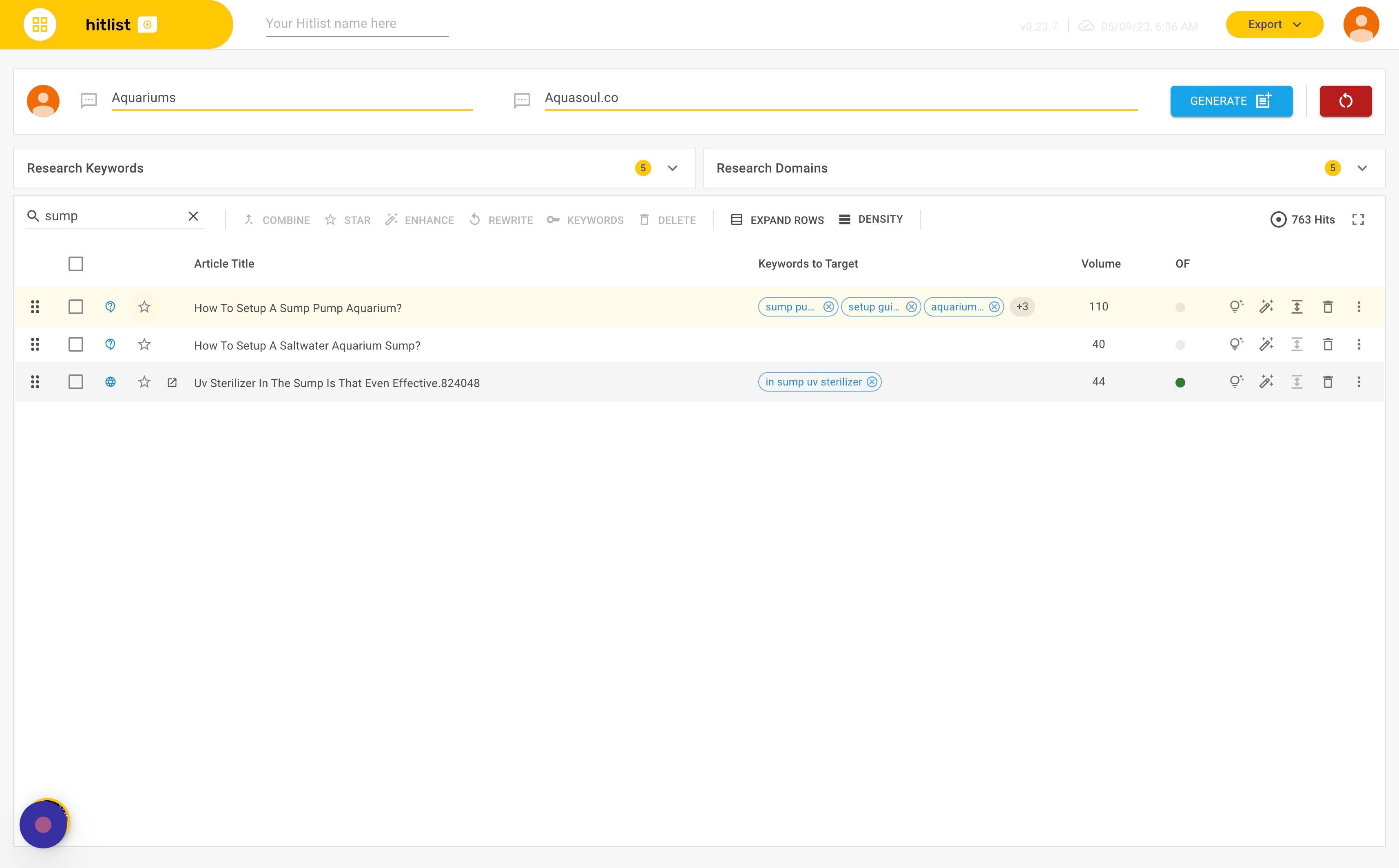 Screenshot of: A new combined article will be created.