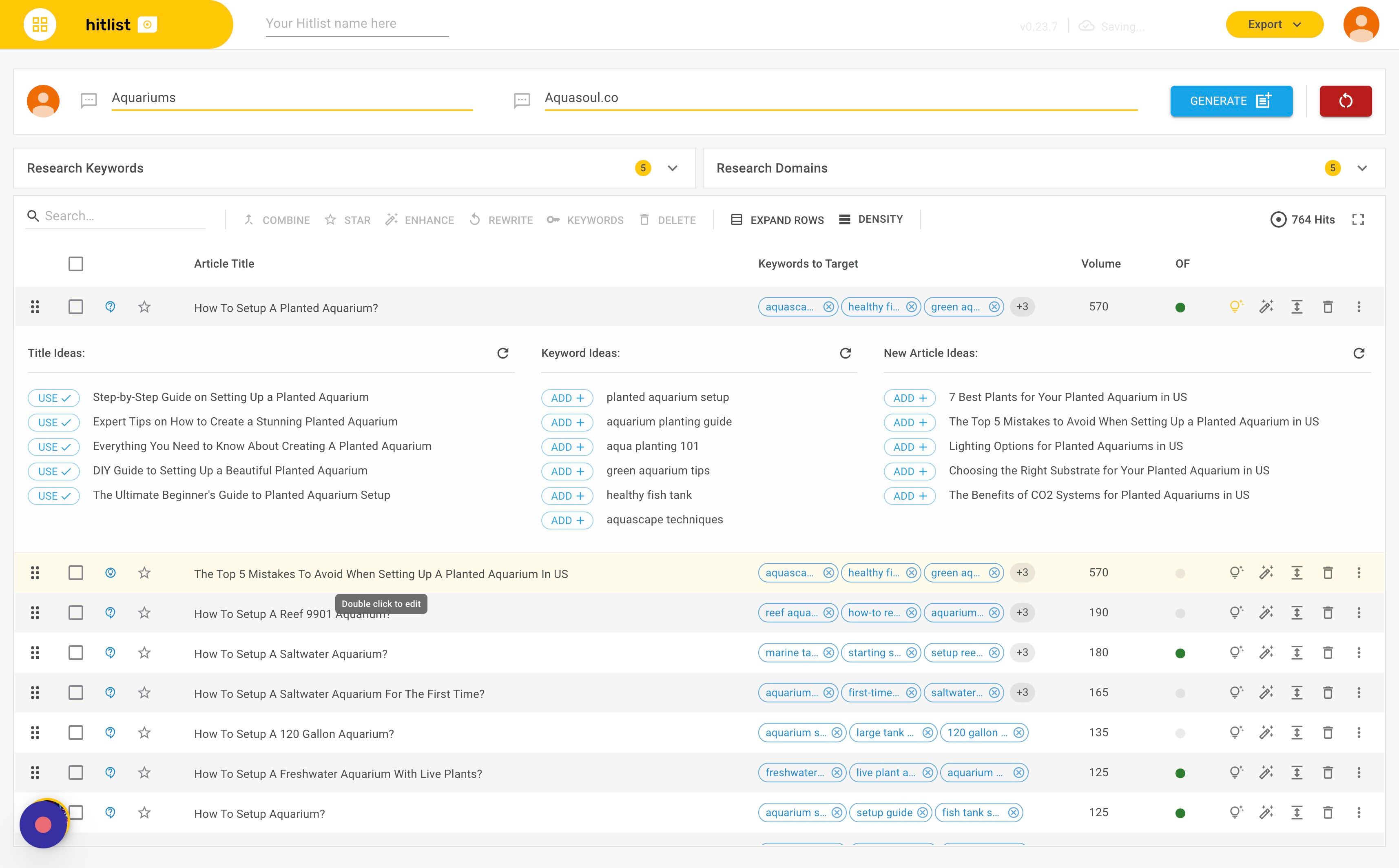 Screenshot of: Your article is now added to your hitlist.