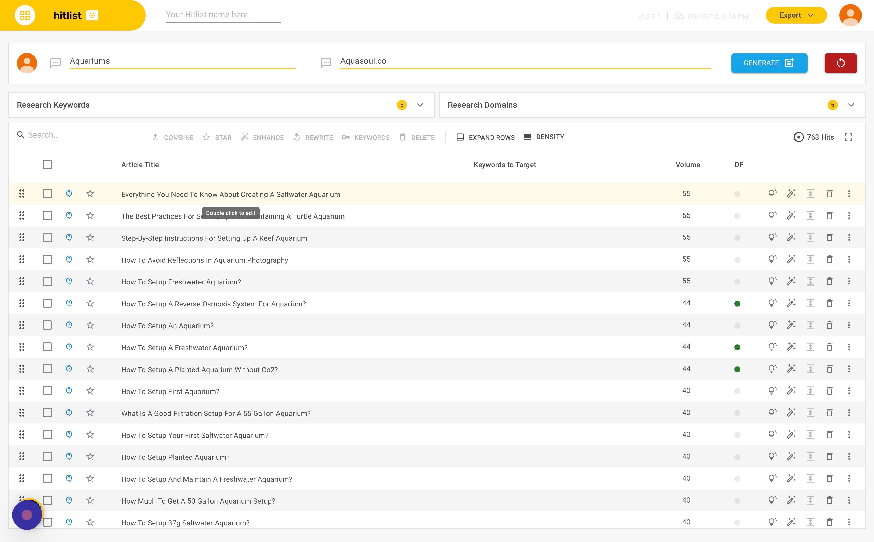 Screenshot of: Your article titles will be written.