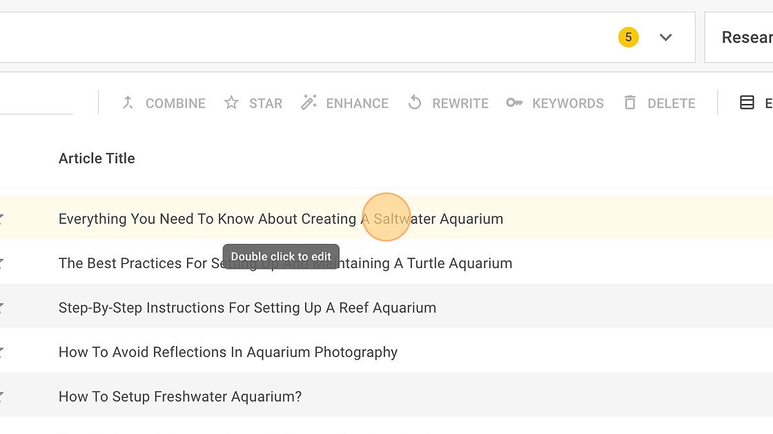 Screenshot of: Your article titles will be written.