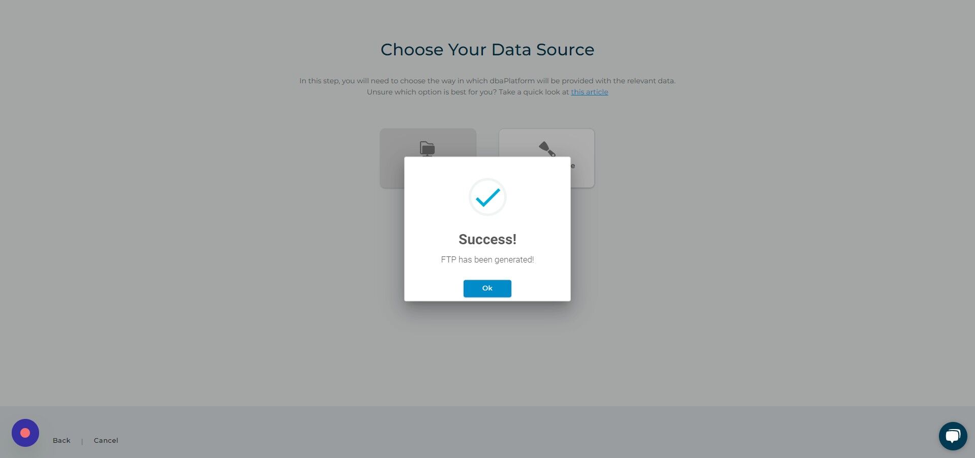 Screenshot of: Click "Ok"
