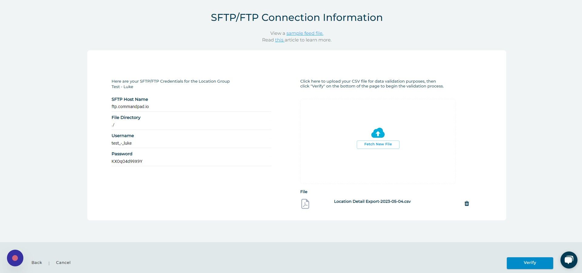 Screenshot of: Click "Verify"