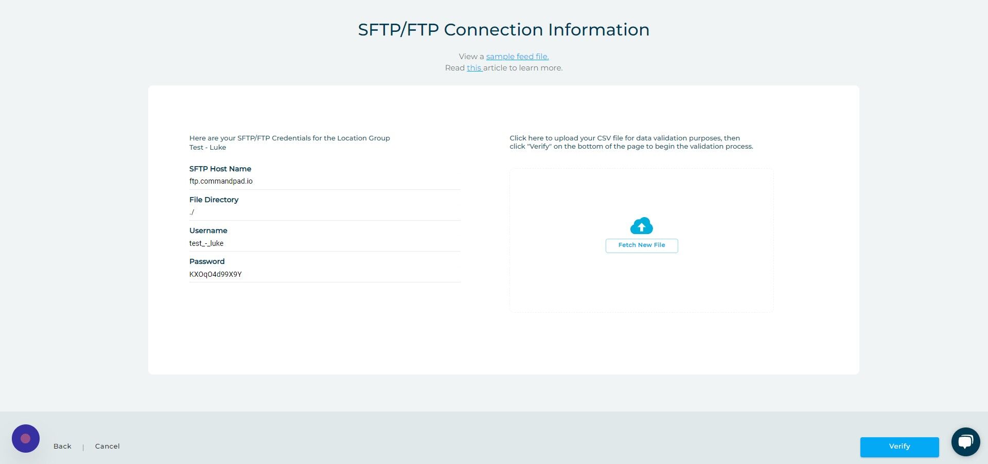 Screenshot of: Click "Fetch New File"