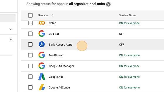 Screenshot of: Click "Early Access Apps"