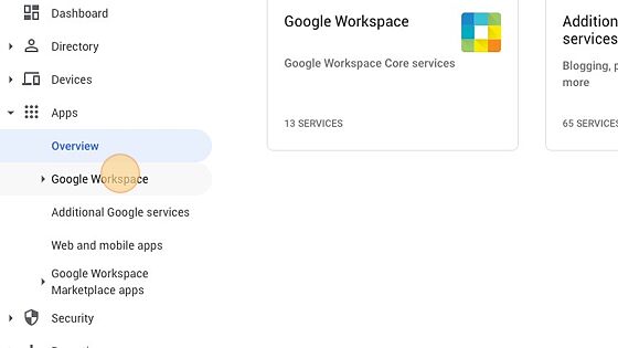 Screenshot of: Click "Google Workspace"