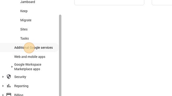 Screenshot of: Click "Additional Google services"