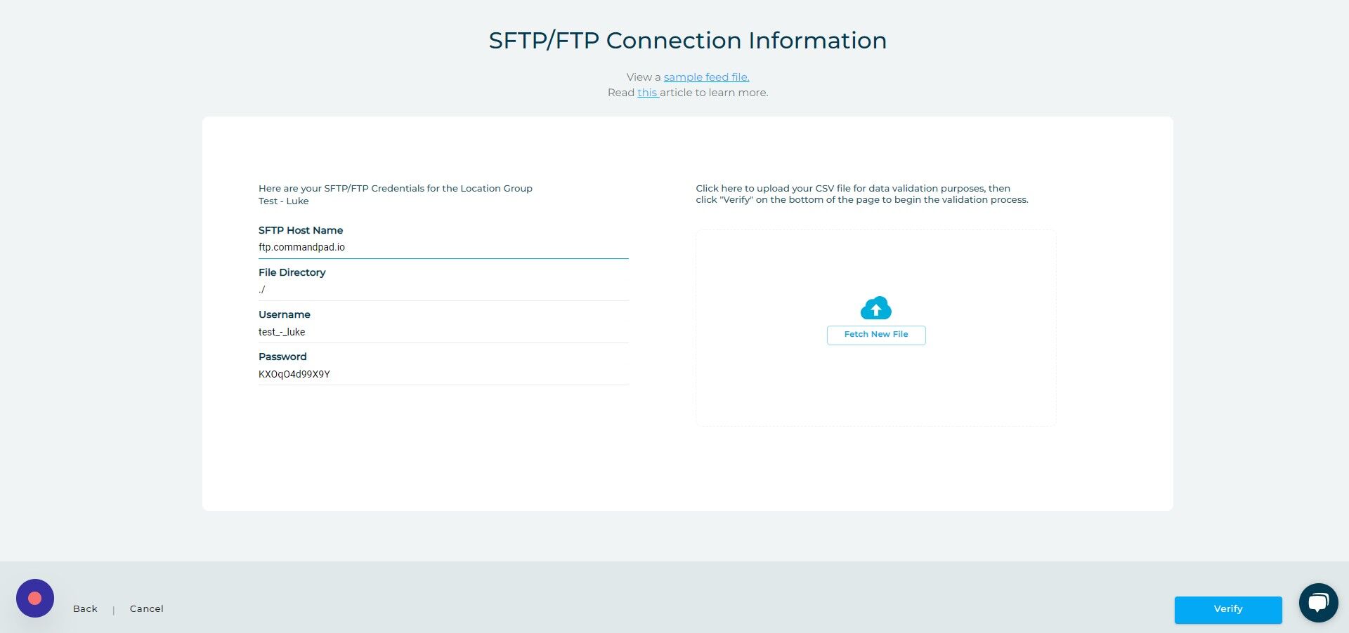 Screenshot of: Click "Fetch New File"