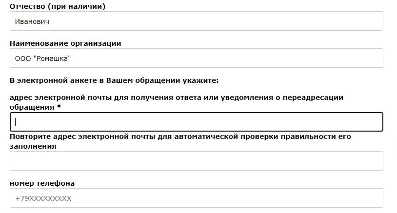 Screenshot of: Укажите Ваш адрес электронной почты. 