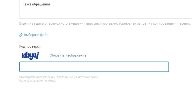 Screenshot of: Введите код проверки. 