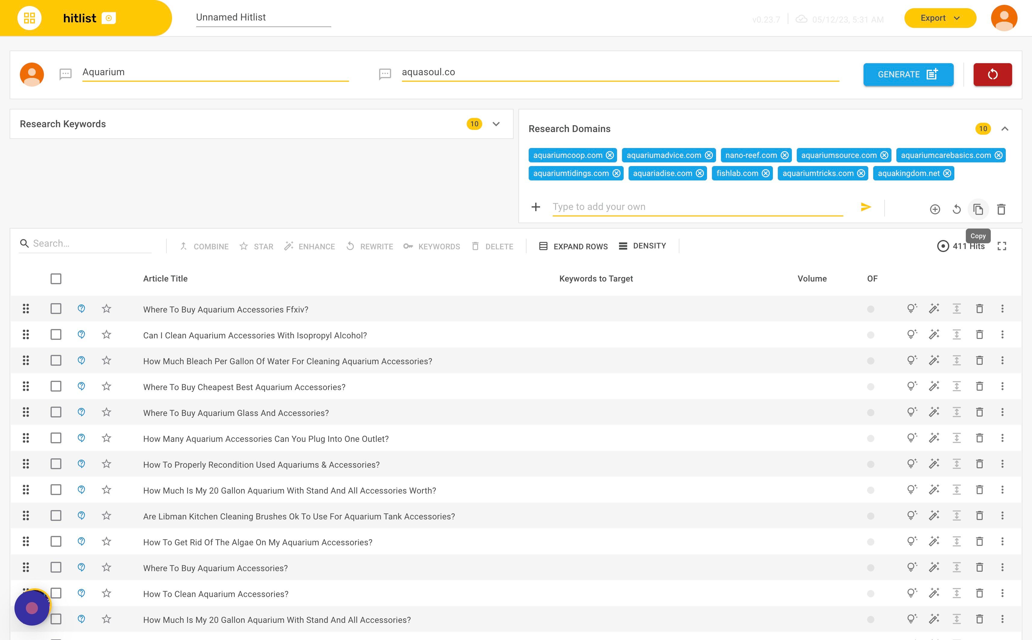 Screenshot of: The "Research Domains" bar will open. Now, navigate to the icons in the right-hand bottom corner of the bar and click the copy icon. Your research domains will be copied and you can now paste them where you need to.