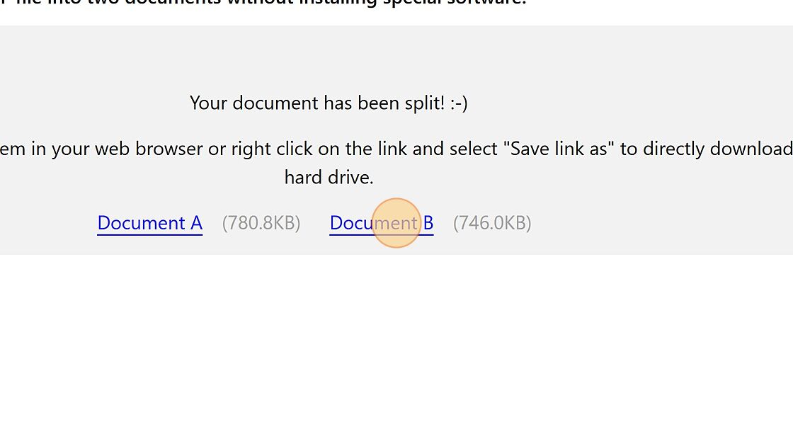Screenshot of: Click "Document B" to download the second part