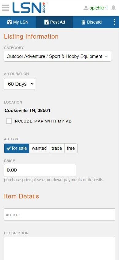 Screenshot of: Choose your ad Type