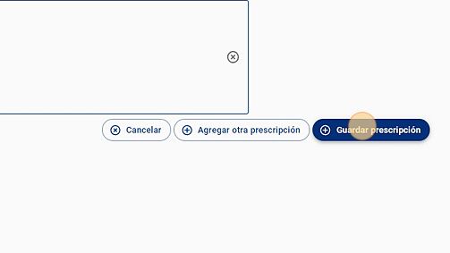 Screenshot of: Haga click en "Guardar prescripción" para guardar su Receta Digital
