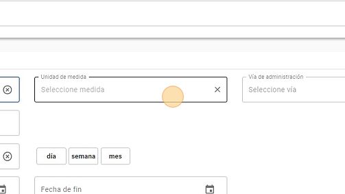 Screenshot of: Haga click en "Unidad de medida"