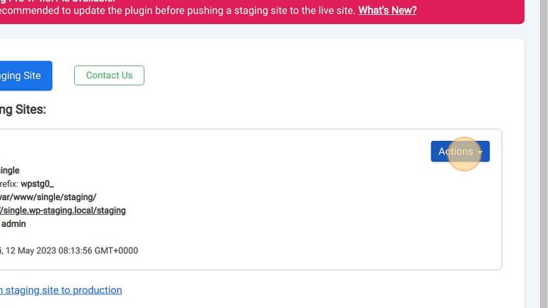 Screenshot of: Click "Actions"