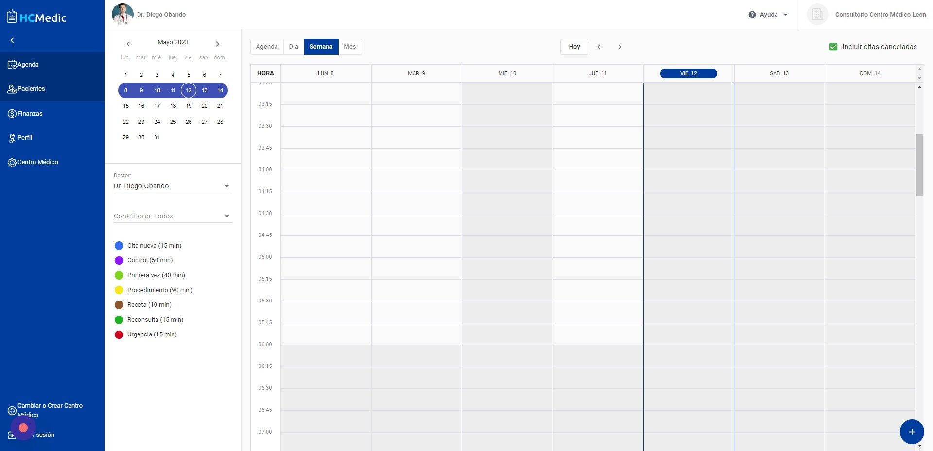Screenshot of: Haga click en "Pacientes"