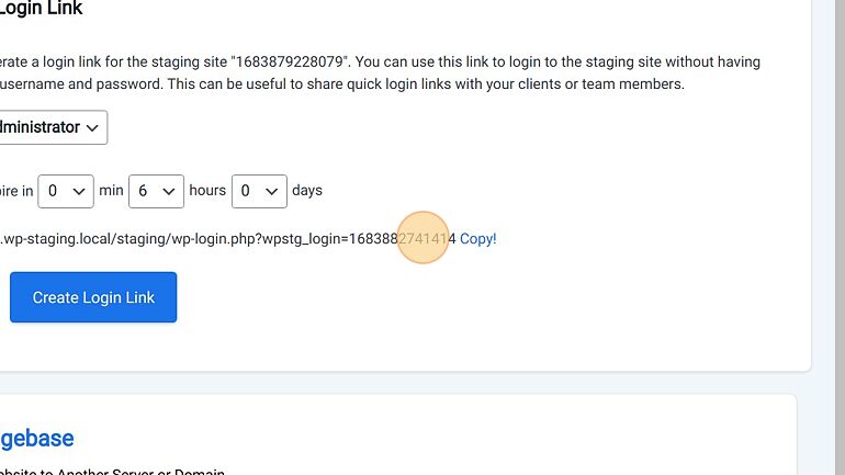 Screenshot of: Click the generated link to copy it