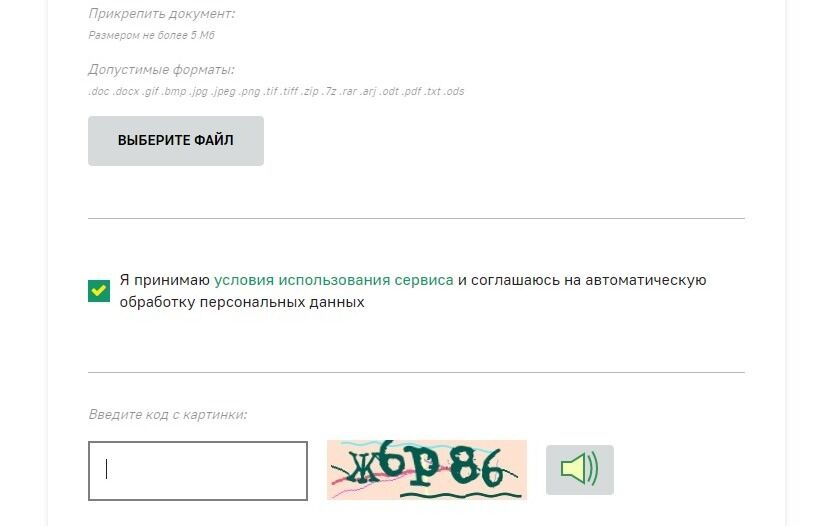 Screenshot of: Введите проверочный код. 