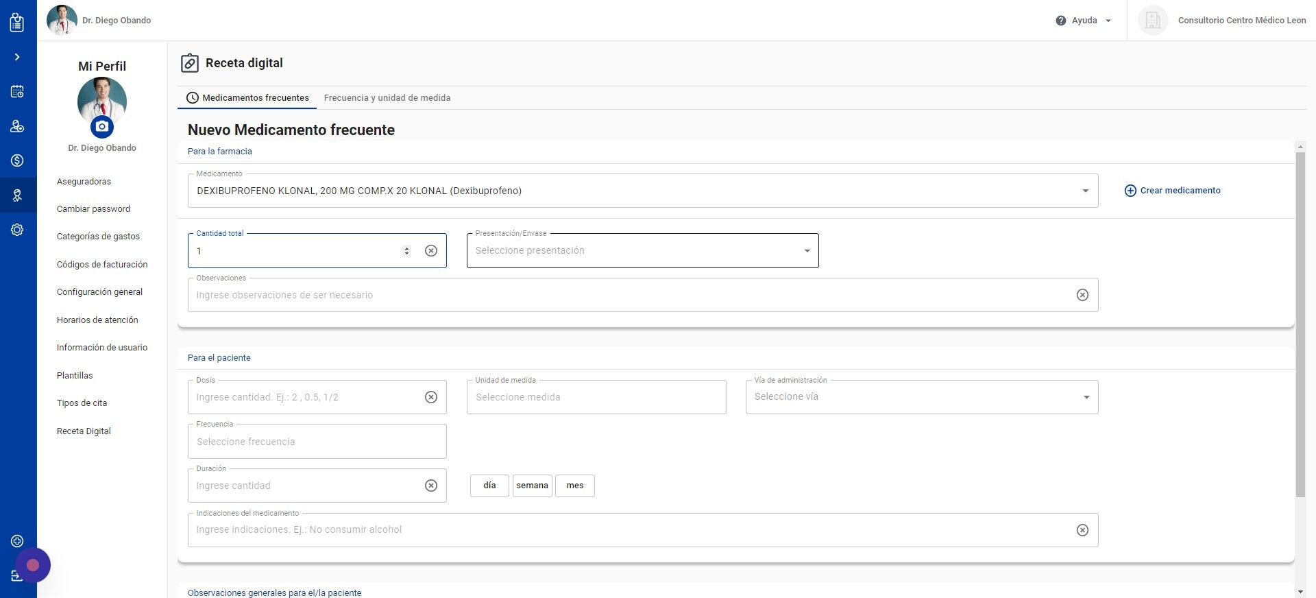 Screenshot of: Haga click en Presentación / Envase