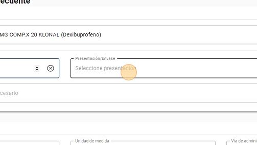 Screenshot of: Haga click en Presentación / Envase