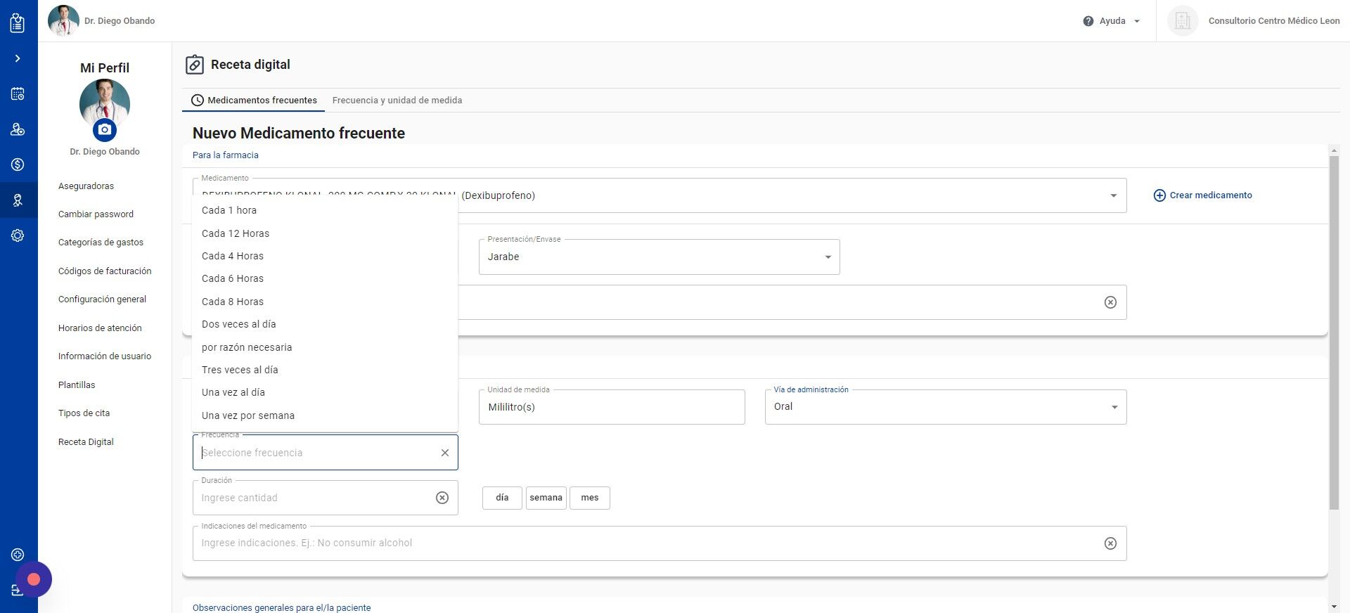 Screenshot of: Haga click en Frecuencia